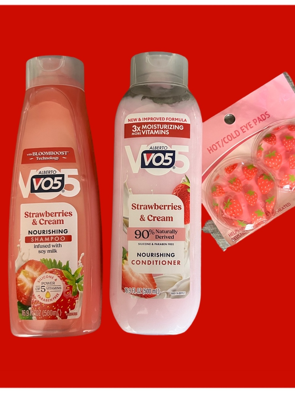 Strawberries & Cream Nourishing Shampoo and Conditioner with 🍓Eye pads
